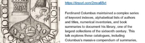 April 9 | Ferdinand Columbus' Library Catalogues (Seth Kimmel)